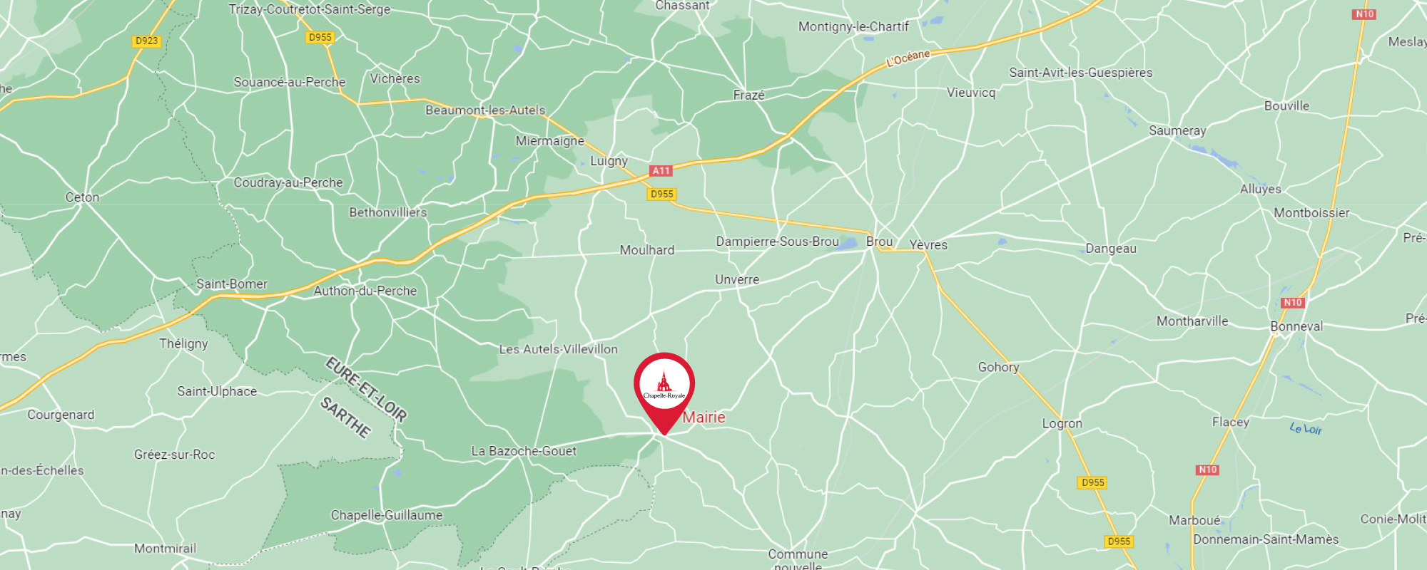 Localisation de la marie de la Chapelle Royale en Eure et Loir dans le Perche (28)...