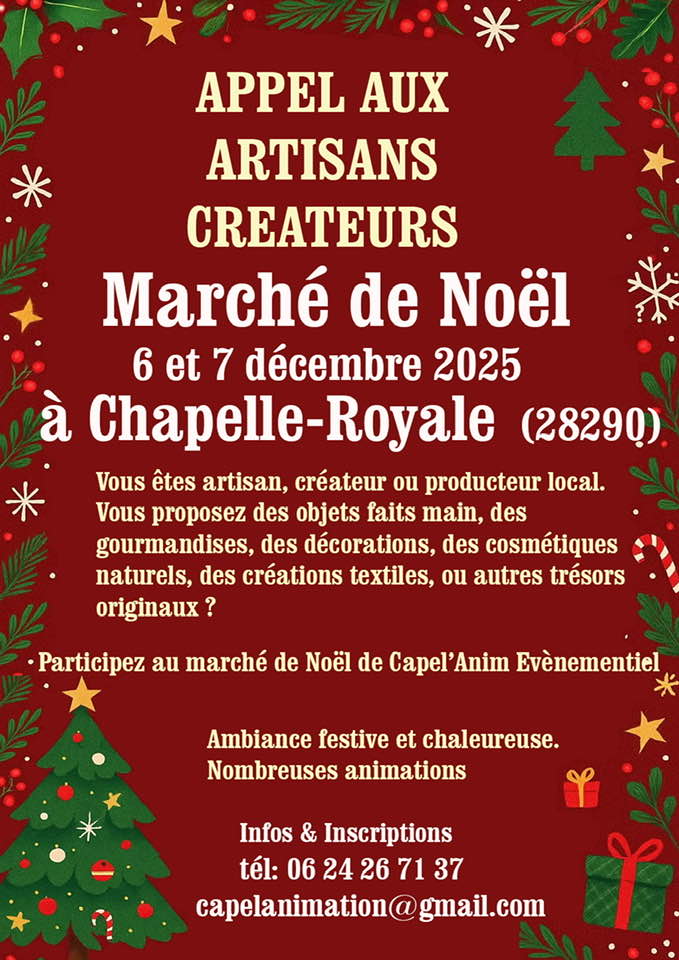 Marché de noël 2025 à Chapelle-Royale 6 et 7 décembre 2025