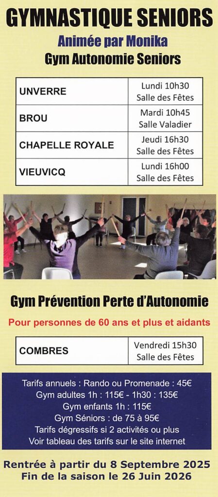 Gym Séniors à Chapelle-Royale en Eure et Loir 28290
