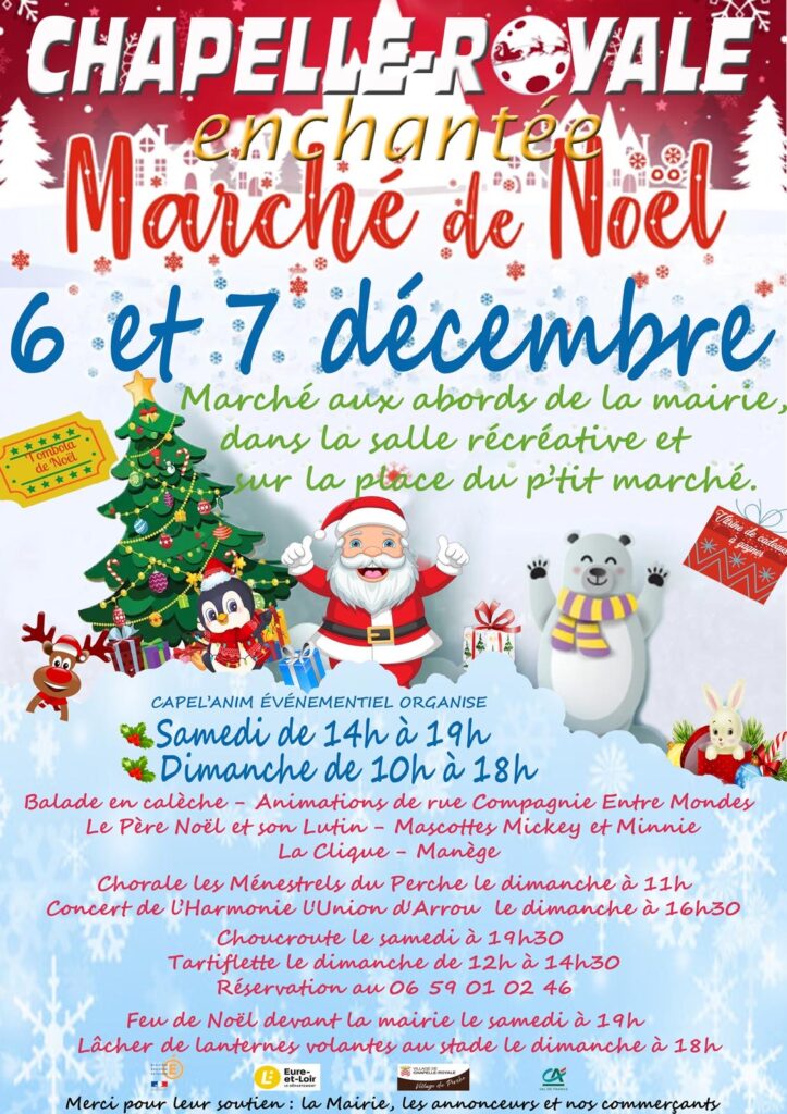 Marché de Noël Chapelle-Royale 28290 le samedi 6 et dimanche 7 décembre 2025