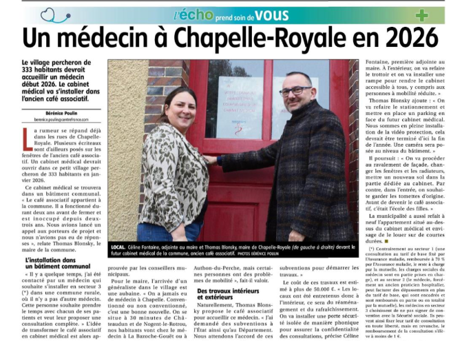Nouveau cabinet médical chapelle-royale 28290 village du perche village d'avenir thomas blonsky
