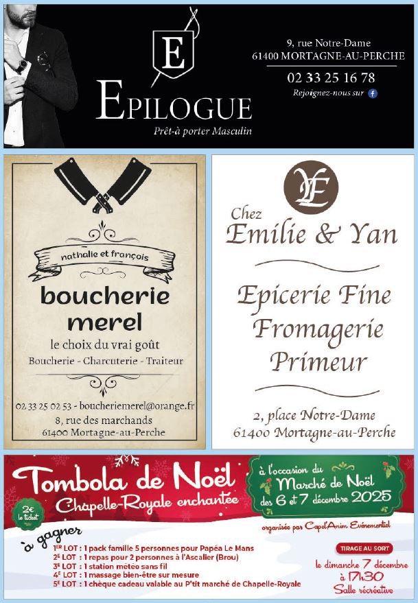 Annonceurs marché de Noël 2025 Chapelle-Royale 28290 association Capel'anim Événementiel