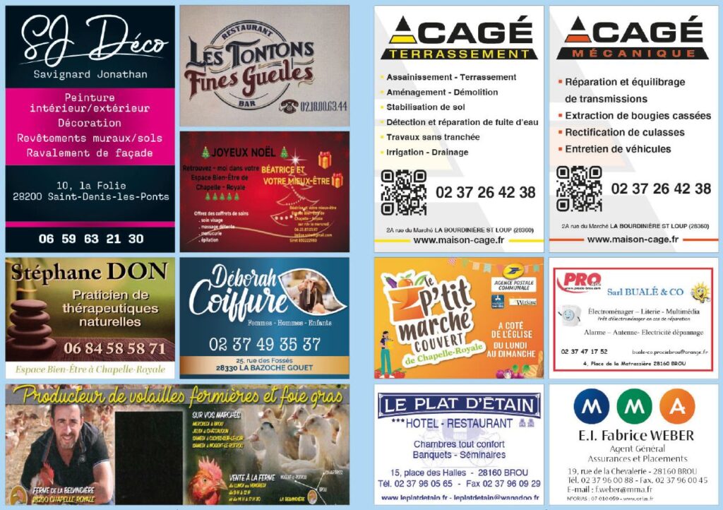 Annonceurs marché de Noël 2025 Chapelle-Royale 28290 association Capel'anim Événementiel